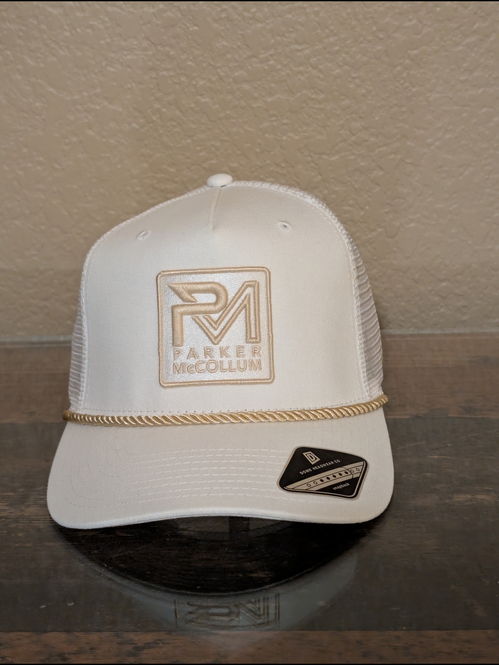 Parker McCollum White & Gold Rope Trucker Hat Snapback Country Western